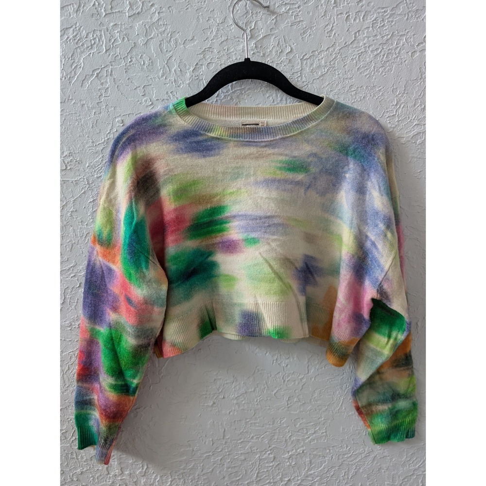 Pilcro Alani Sweater Womens XSP 100% Cashmere Tie Dye Cropped Mock Neck